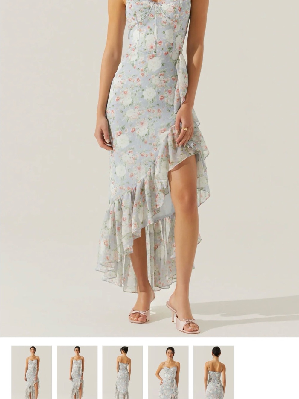 Astr Floral Pastel Bustier Ruffle Slip Dress - Picture 4 of 4